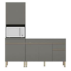 Paneleiro E Balcão Gabinete Sem Tampo 120cm Lina K02 Gris - Mpozenato