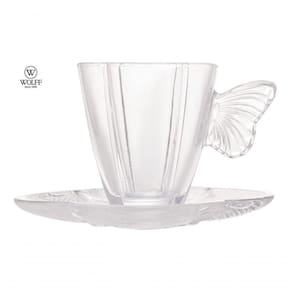 Cj 4 Xícaras Chá De Vidro Pires Butterfly 180ml Wolff