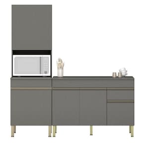 Paneleiro E Balcão Gabinete Com Tampo 120cm Lina K02 Gris - Mpozenato