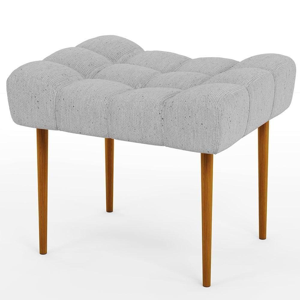 Puff Para Sala De Estar Requinte L02 Linho Cinza