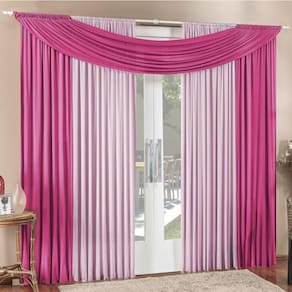 Cortina Tendência 2,00m X 1,70m Para Varão Em Malha Sala Quarto - Pink