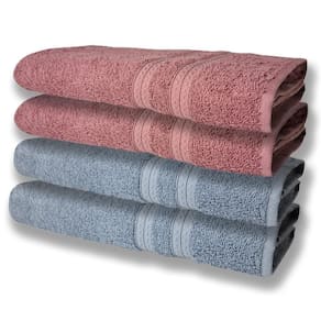 4 Toalhas Super Felpudas Grande E Grossa Algodão 80x150 Azul+rosê