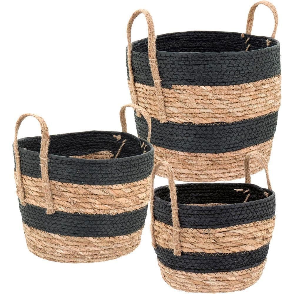 Zagora Cesta Fibra Preto 3Pç