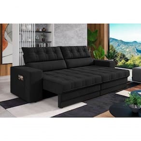 Sofá Omega Plus 2,30m Retrátil/reclinável Suede Preto - Xflex