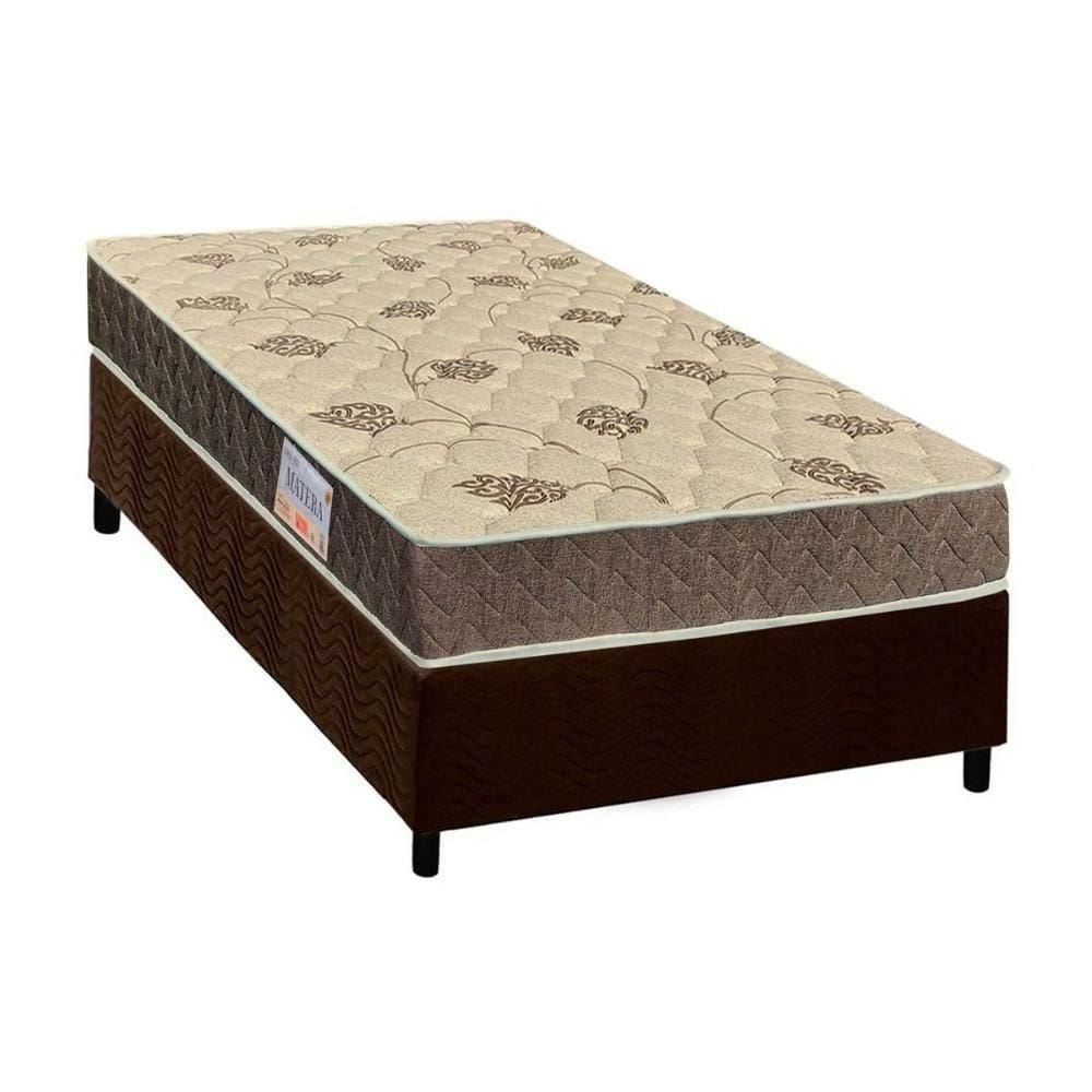 Cama Box Solteiro: Colchão Espuma D33 Orthoflex -ep Anatômico Matera + Base Crc Suede Brown(88x188)