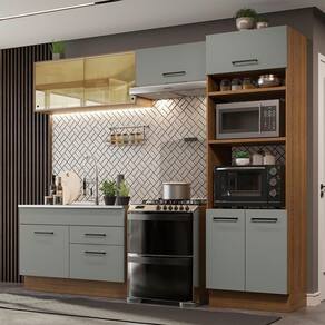 Cozinha Completa 270005 Com Armário E Balcão Rustic/Cinza