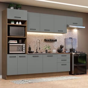 Cozinha Completa 330001 Com Armário E Balcão Rustic/Cinza