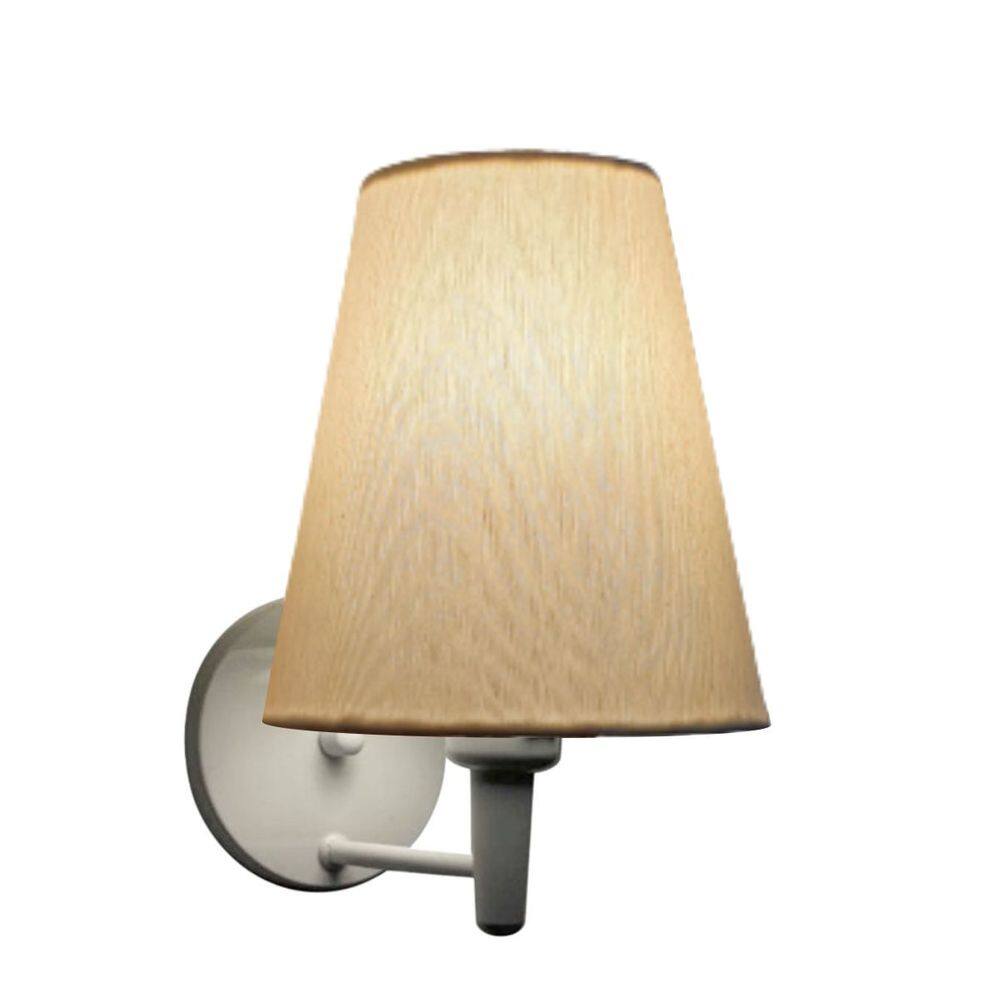 Arandela Cone Md-2007 Base Branco Cúpula em Tecido 20/08x18cm Algodão Crú - Bivolt