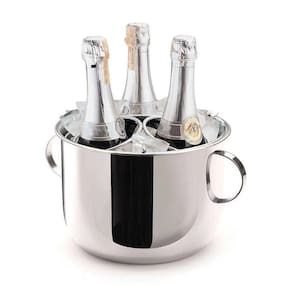 Champanheira Inox Com Separador Divisor Removível Para 3 Garrafas Balde De Gelo 6 Litros Bar Bebida