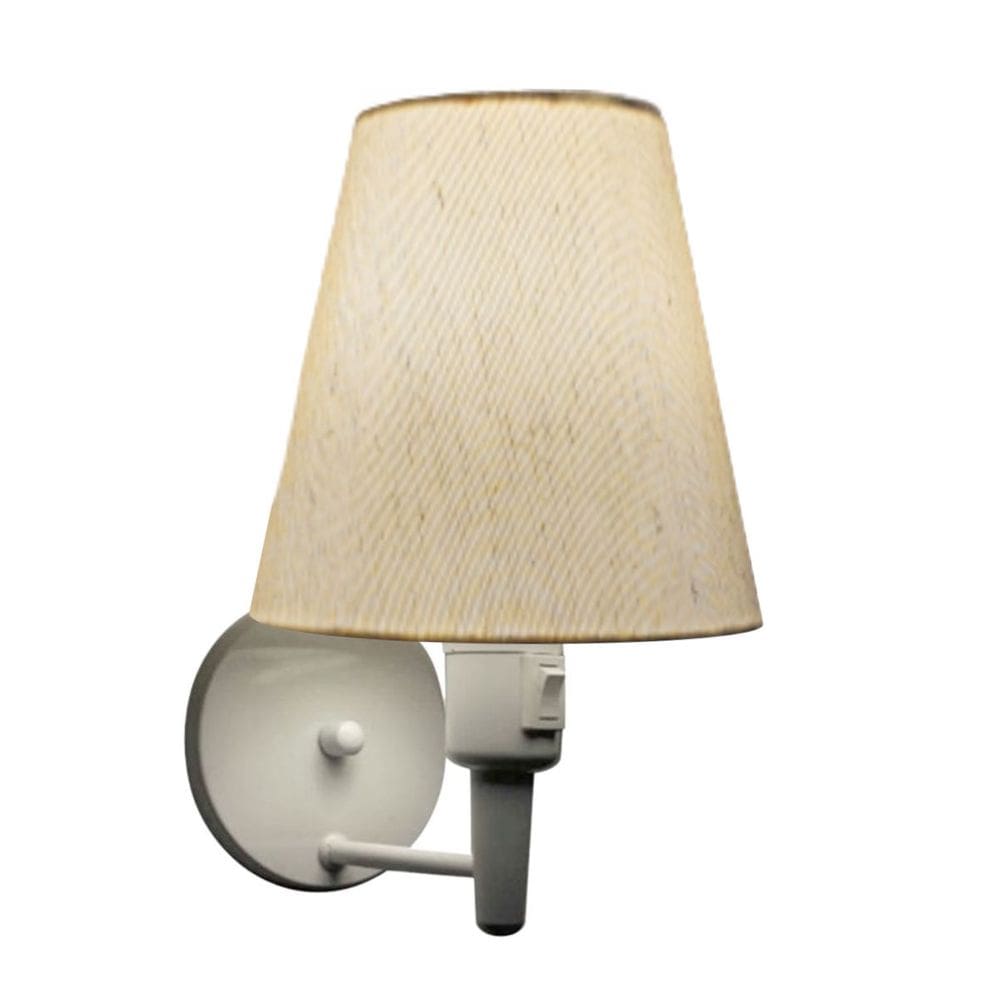 Arandela Cone Md-2032 Branco C/ Inter Liga e Desl Cúpula em Tecido Linho Bege - Bivolt
