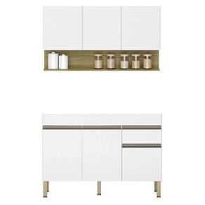 Armário De Cozinha Com Balcão Sem Tampo 120cm Lina K02 Supremo/freijó - Mpozenato