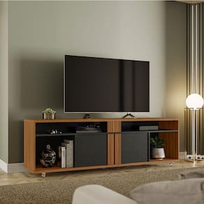 Rack Bancada 180cm Para Tv Até 70 Polegadas Nt1290 Notável Freijó Trend- Preto Tx