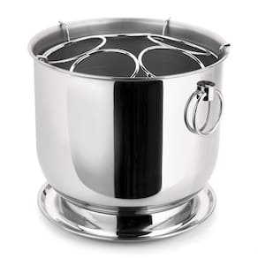 Champanheira Grande Inox Balde De Gelo Com Divisor Para 5 Garrafas 12 Litros Base Coletora De água