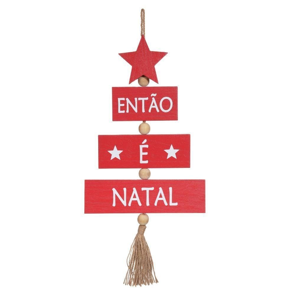 Placa Decorativa Então é Natal Vermelho 39x10 Cm F04 - D\`rossi