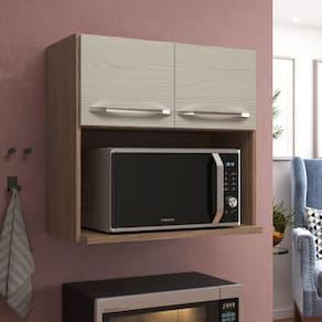 Armário Aéreo Modulado Para Microondas Fidelitá Paris 70cm 2 Portas Nogal/salinas