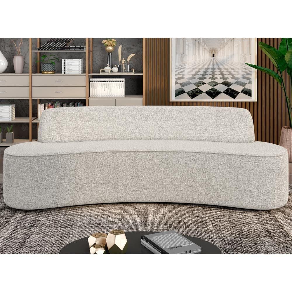 Sofá 2 Lugares Para Sala De Estar Living 150cm Koane D06 Bouclê Creme - Mpozenato