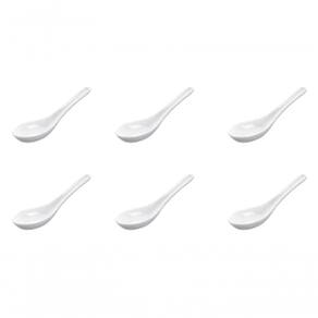 Kit 6 Unidades Colher Molheira Em Melamina Premium 12cm Para Molhos E Finger Food Branca Entrada