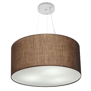 Lustre Pendente Cilíndrico Md-4191 Cúpula em Tecido 55x25cm Café - Bivolt