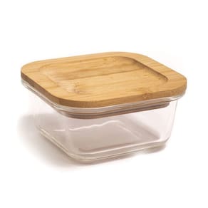 Pote De Vidro Com Tampa De Bambu Oikos 320ml Hermético