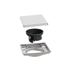 Ralo Quadrado Inox Oculto Slim 10x10 Tampa Invisível Anti Odor