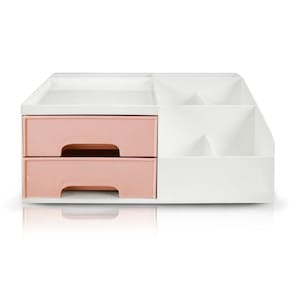 Organizador Multiuso De 2 Gavetas De Mesa Jacki Design Rosa