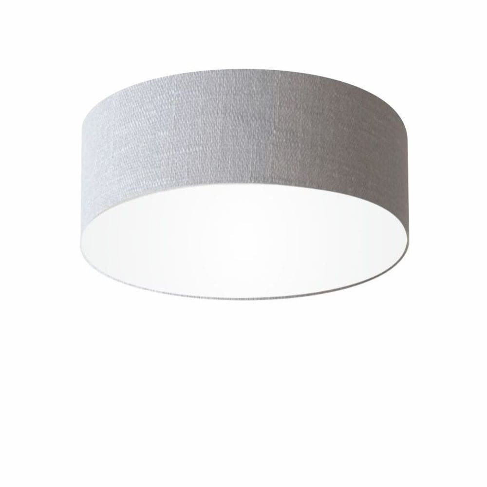 Plafon Cilíndrico Md-3046 Cúpula em Tecido 35x12cm Rustico Cinza - Bivolt