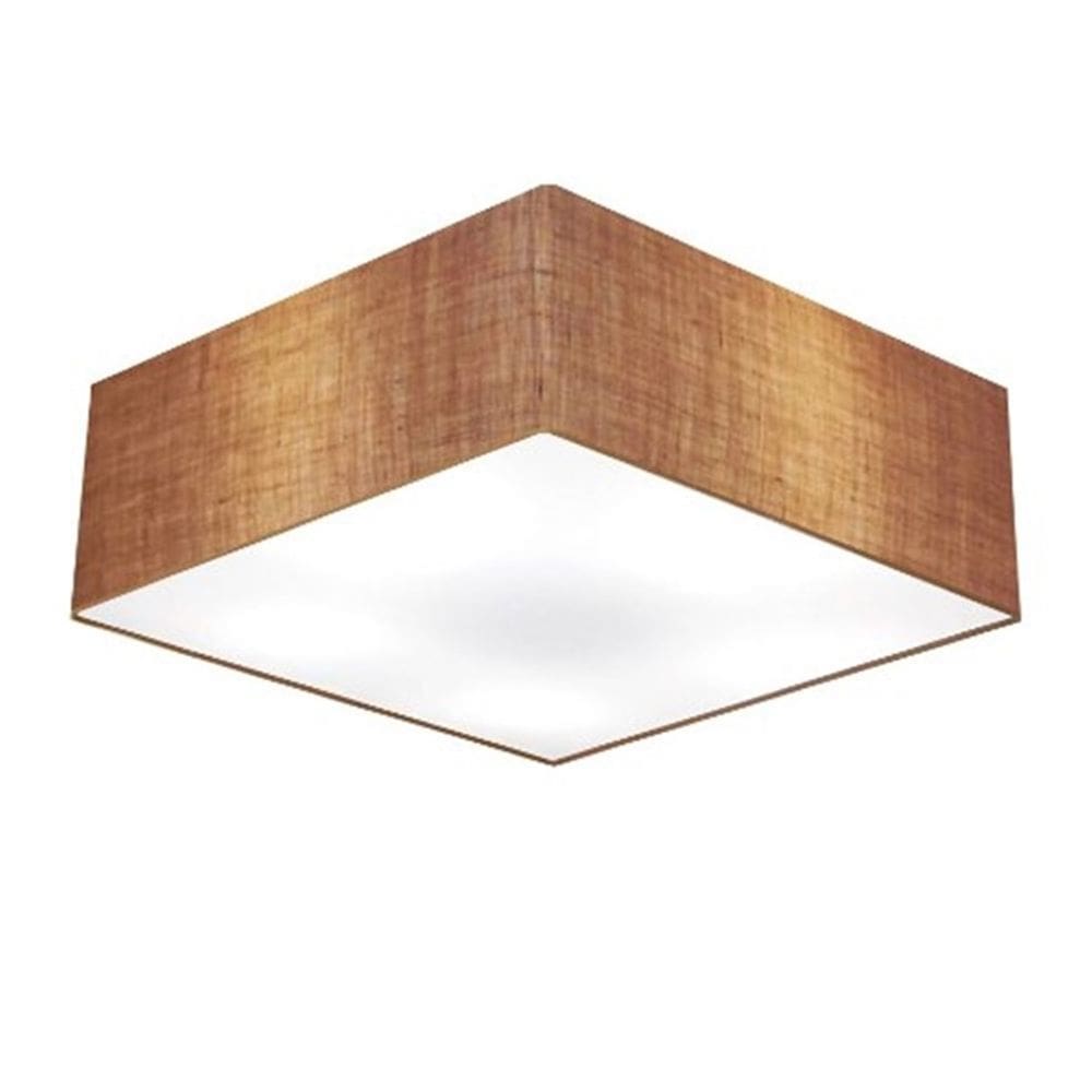 Plafon Quadrado Md-3056 Cúpula em Tecido 15/70x70cm Palha - Bivolt