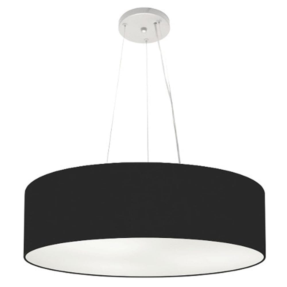 Lustre Pendente Cilíndrico Md-4193 Cúpula em Tecido 70x15cm Preto - Bivolt