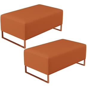 Kit 02 Puffs Decorativo Sala De Estar Cléo 90cm W01 Base Ferro Cobre Tecido Terracota