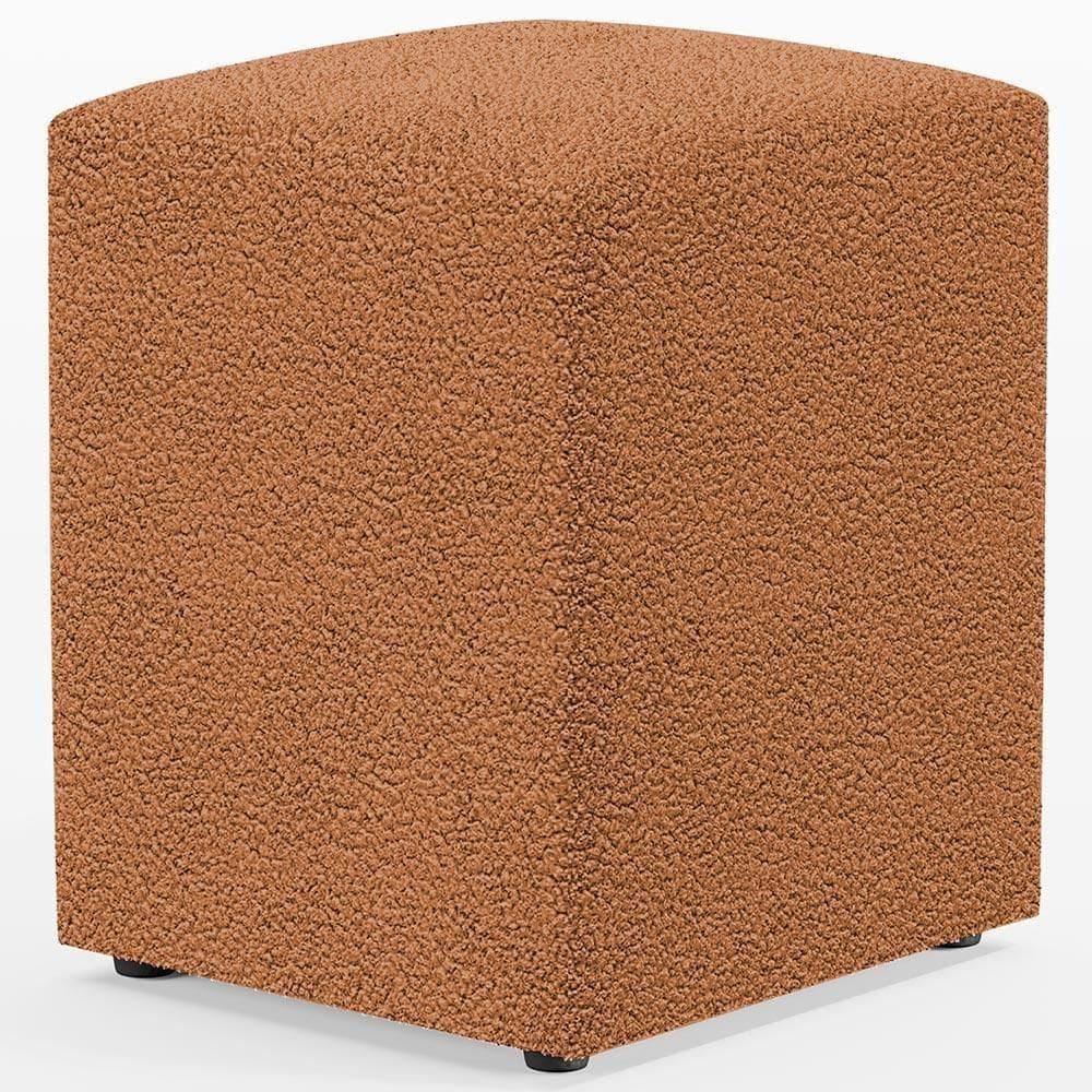 Puff Quadrado Decorativo Sala De Estar L02 Bouclê Terracota - Lyam Decor