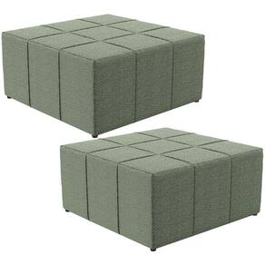 Kit 02 Puffs Decorativo Para Sala De Estar Quadrado Milano 90X90Cm W01 Bouclê Oliva