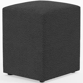 Puff Quadrado Decorativo Sala De Estar L02 Bouclê Preto
