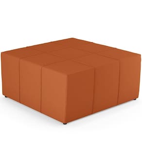 Puff Decorativo Para Sala De Estar Quadrado Milano 90x90cm W01 Tecido Terracota