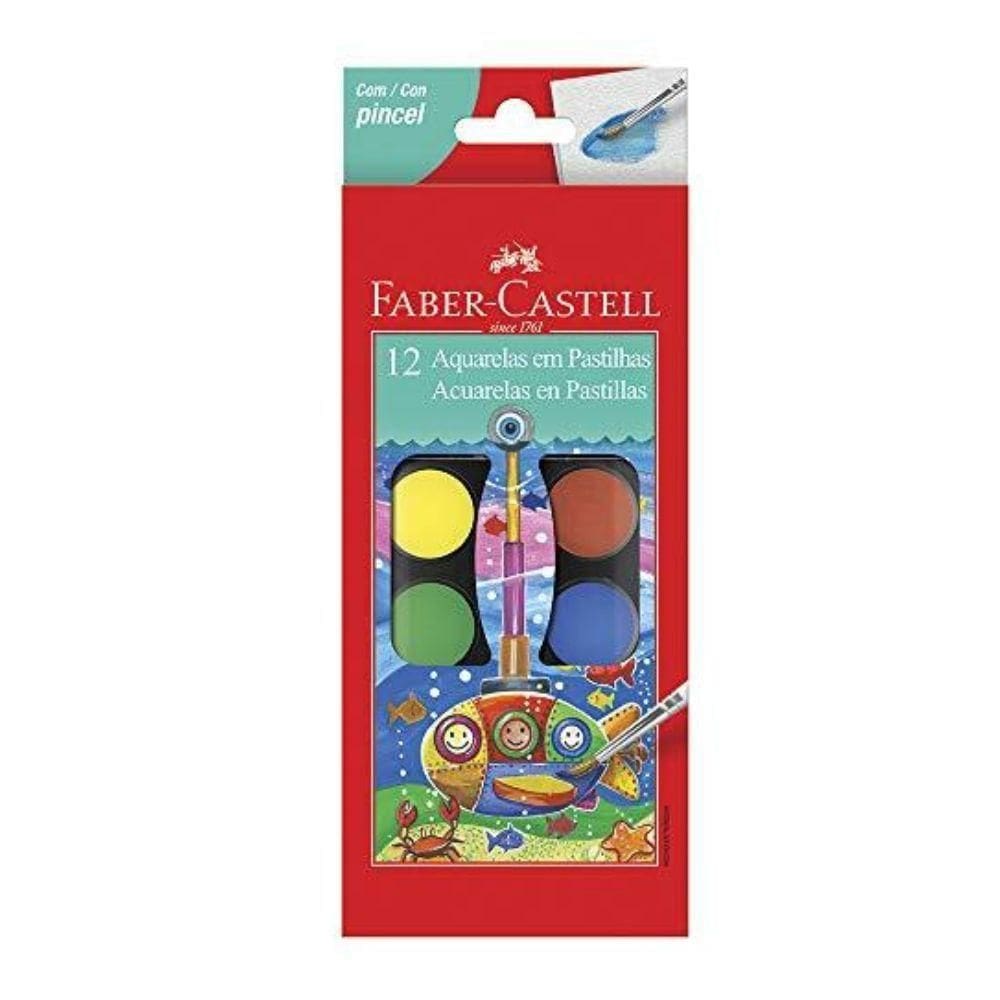 Estojo Aquarela Escolar 12 Cores + Pincel - Faber-castell