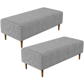 Kit 02 Puffs Decorativo Sala De Estar Bali W01 Pés Palito 120x50cm Pied Poule