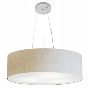 Lustre Pendente Cilíndrico Md-4029 Cúpula em Tecido 60x15cm Linho Bege - Bivolt