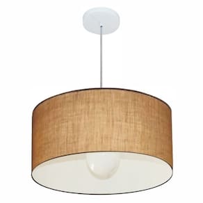 Lustre Pendente Cilíndrico Md-4206 Cúpula em Tecido 50x25cm Palha - Bivolt
