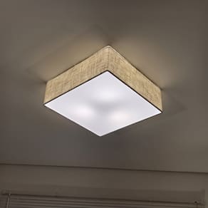 Plafon Quadrado Md-3050 Cúpula em Tecido 12/40x40cm Rustico Bege - Bivolt