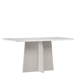 Mesa Jantar Retangular 160 x 90 Com Vidro 3mm Julia Sem Cadeiras - Off White - ÉdeCasaMóveis