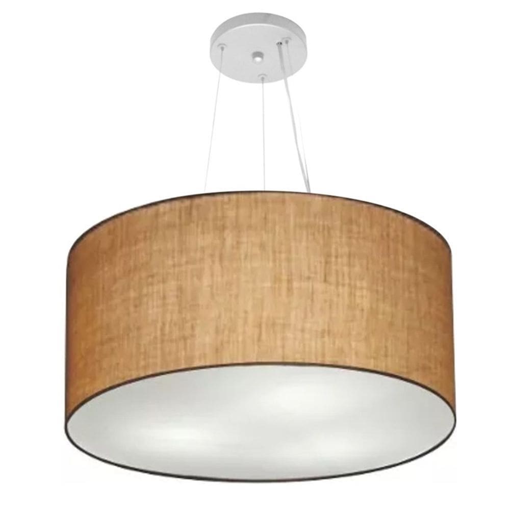 Lustre Pendente Cilíndrico Md-4192 Cúpula em Tecido 55x30cm Palha - Bivolt