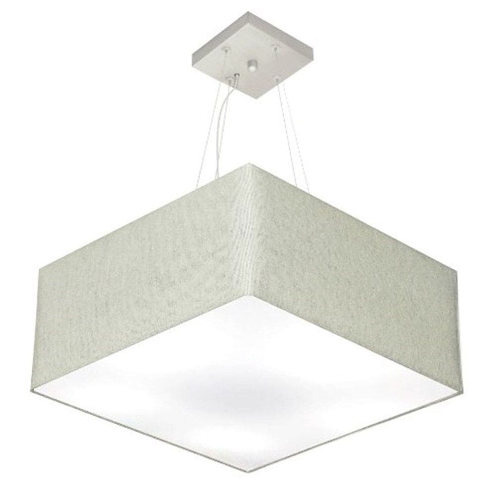 Lustre Pendente Quadrado Md-4071 Cúpula em Tecido 30/70x70cm Rustico Cinza - Bivolt