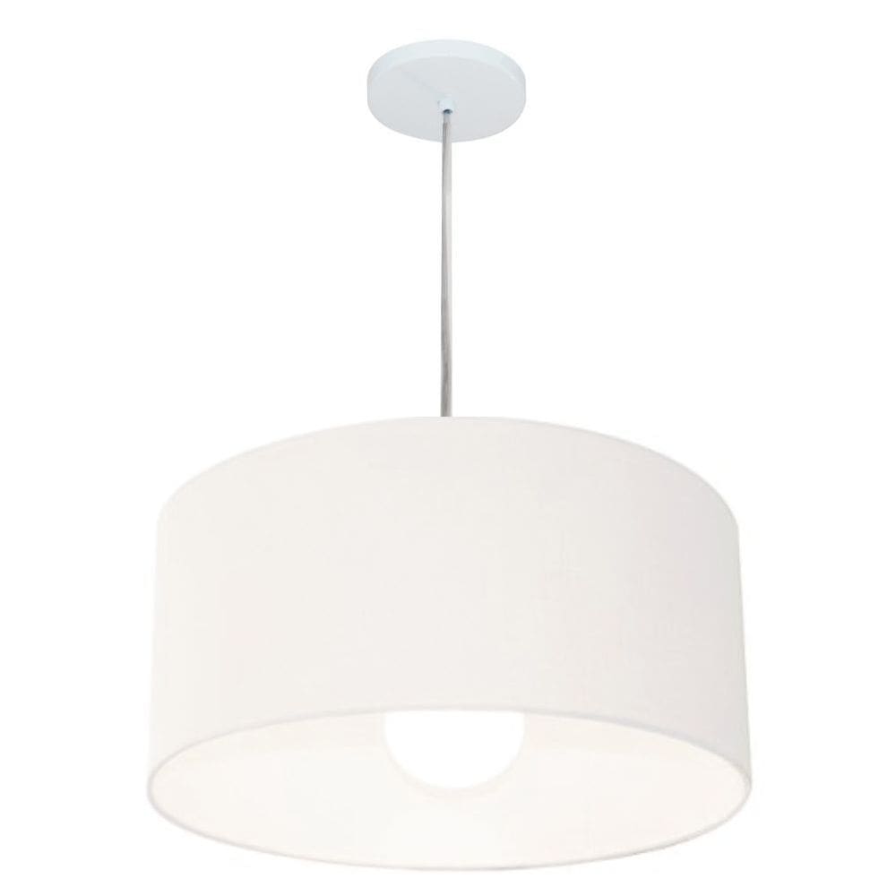 Lustre Pendente Cilíndrico Md-4204 Cúpula em Tecido 45x25cm Branco - Bivolt