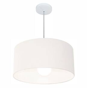 Lustre Pendente Cilíndrico Md-4206 Cúpula em Tecido 50x25cm Branco - Bivolt