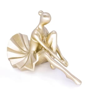 Escultura Bailarina Decorativa Em Poliresina Dourado 23 Cm F04 - D`rossi