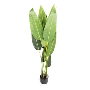 Planta Artificial Estrelícia Folhas Com Pote X12 Verde 130 Cm F04 - D`rossii