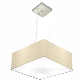 Lustre Pendente Quadrado Md-4194 Cúpula em Tecido 12/40x40cm Algodão Crú - Bivolt