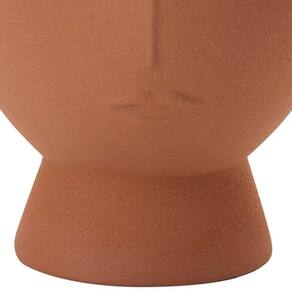 Cachepot Decorativo Em Cerâmica Rosto Plantas Terracota 18 Cm M02 - D`rossi