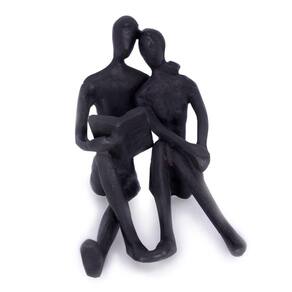 Escultura Decorativa Casal Sentado Em Metal Preto 12 Cm F04 - D`rossi