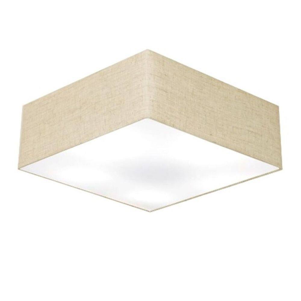 Plafon Quadrado Md-3051 Cúpula em Tecido 15/45x45cm Rustico Bege - Bivolt