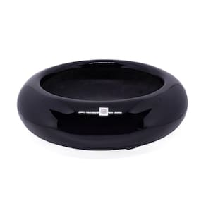 Vaso Bacia Decorativo Redondo Em Fibra Para Planta Preto P 8 Cm B02 - D`rossi